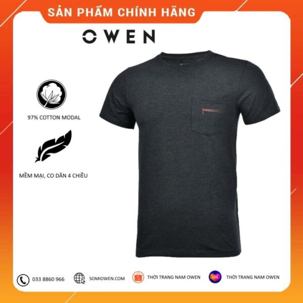 OWEN - Áo thun nam ngắn tay cổ tròn màu xám Owen 90695 - Áo phông ngắn tay nam