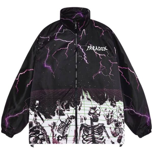 PARADOX Áo khoác dù dây kéo ELECTRIC SHOCK ZIP OVER-PRINTED JACKET