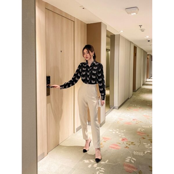 Quần Baggy Nữ Công Sở Lưng Cao GILLEE Tuyết Mưa Cơ Bản - Hình ảnh 5