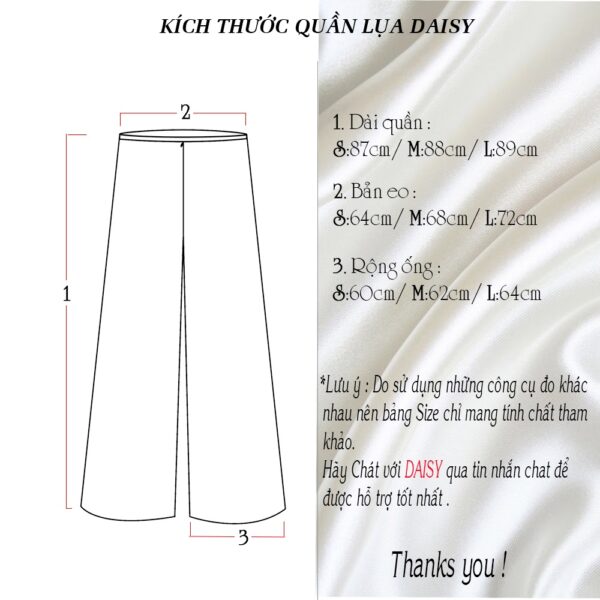 Quần culottes lụa trơn DAISY chất lụa LATIN mềm mại bay dáng mặc cùng áo dài, nhiều màu sắc 3 size (S M L) TKQ9999 - Hình ảnh 6