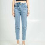 Quần jean cạp moi lệch chất liệu jeans dáng dài ôm trơn phong cách năng động, trẻ trung thời trang CChat Clothes 20QDJ0023BT