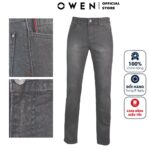 Quần Jean Nam Quần Bò Nam Hàng Hiệu Cao Cấp Owen QJSL23051 Ống Côn Slim Màu Xám Đậm Chất Liệu Cotton Spandex Đàn Hồi Tốt