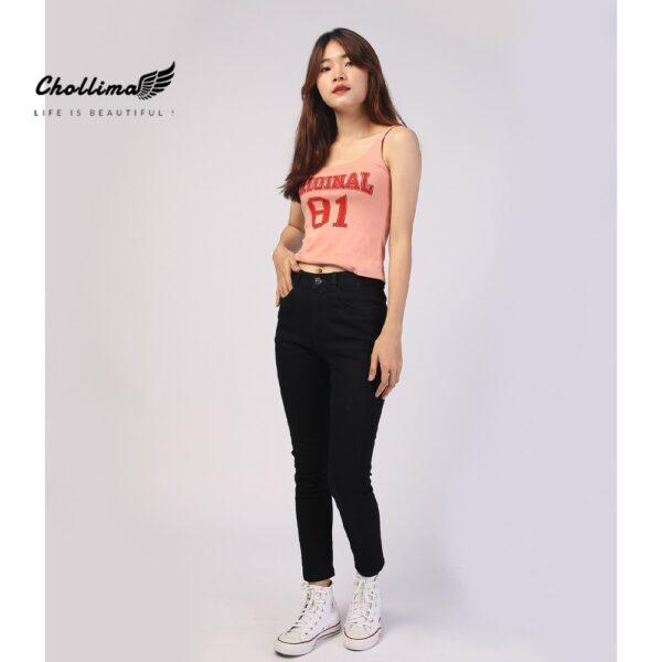 Quần jeans dài nữ co giãn Chollima trơn màu đen QD023 ulzzang phong cách hàn quốc - Ảnh 3