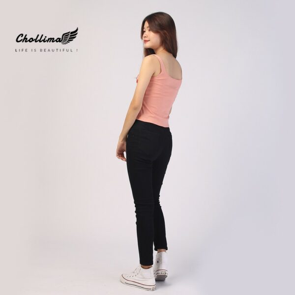 Quần jeans dài nữ co giãn Chollima trơn màu đen QD023 ulzzang phong cách hàn quốc - Ảnh 4