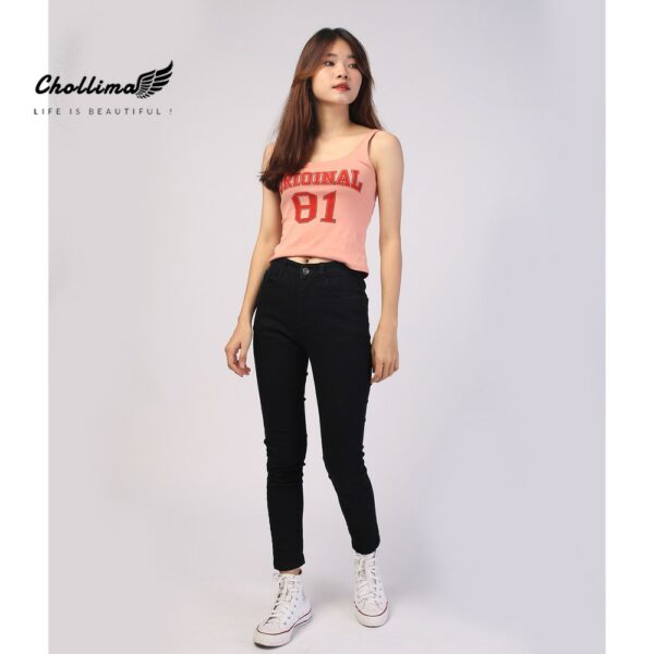 Quần jeans dài nữ co giãn Chollima trơn màu đen QD023 ulzzang phong cách hàn quốc - Ảnh 6