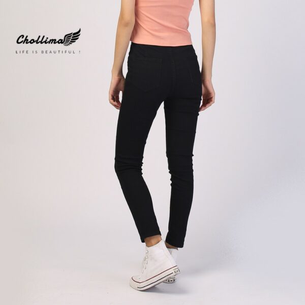 Quần jeans dài nữ co giãn Chollima trơn màu đen QD023 ulzzang phong cách hàn quốc - Ảnh 7
