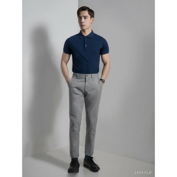 Quần Khaki trơn Xám Nhạt Nam Cao Cấp Công Sở (túi chéo) CEFFYLO Dáng Basic Phong Cách Trẻ Trung - Hình ảnh 5