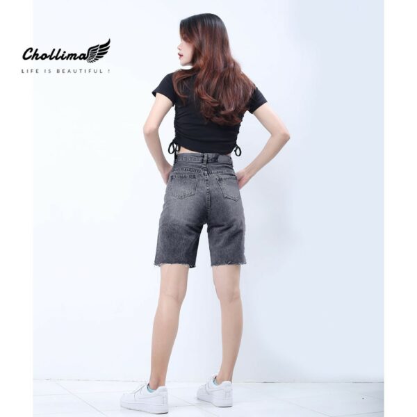 Quần ngố jeans nữ Chollima đắp túi nhỏ có nắp tua lai phong cách trẻ trung sành điệu QS023 - Hình ảnh 6
