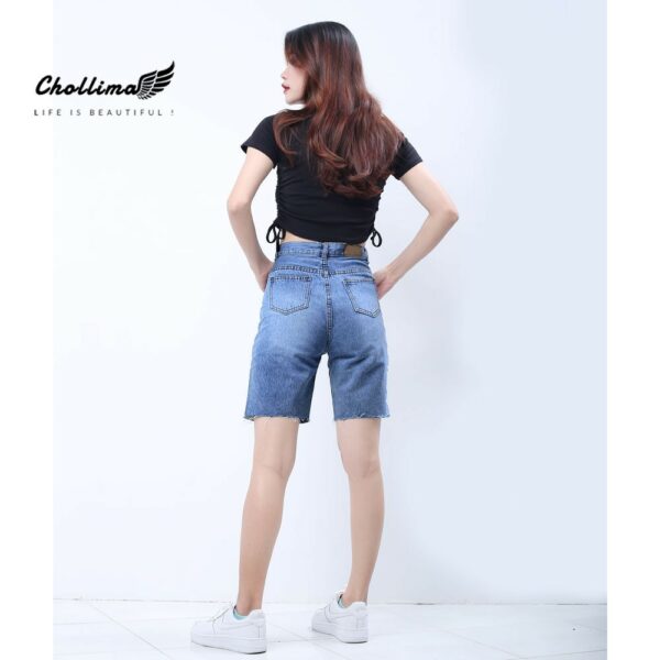 Quần ngố jeans nữ Chollima đắp túi nhỏ có nắp tua lai phong cách trẻ trung sành điệu QS023 - Hình ảnh 8