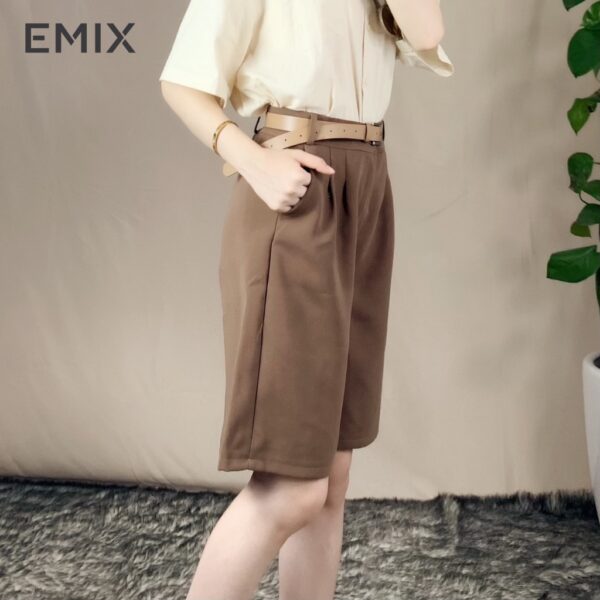 Quần short lửng ống rộng 1 ly EMIX (4 màu), dài 52cm, cạp cao, vải tuyết mưa mềm mịn, không bai màu 2066 - Ảnh 3