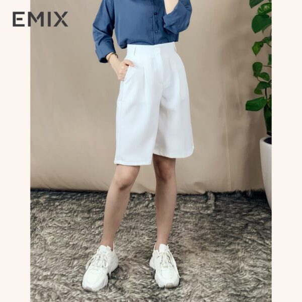 Quần short lửng ống rộng 1 ly EMIX (4 màu), dài 52cm, cạp cao, vải tuyết mưa mềm mịn, không bai màu 2066 - Ảnh 7
