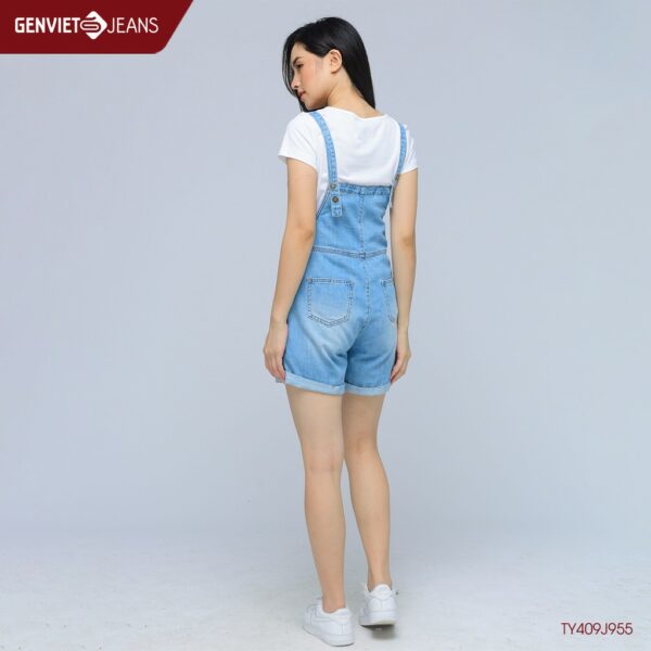 Quần Short Yếm Jeans Nữ TY409J955 GENVIET - Hình ảnh 3
