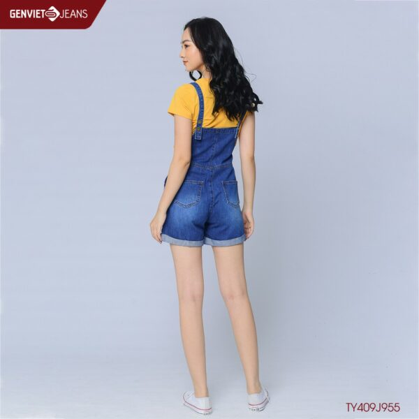 Quần Short Yếm Jeans Nữ TY409J955 GENVIET - Hình ảnh 5