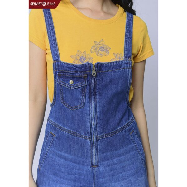 Quần Short Yếm Jeans Nữ TY409J955 GENVIET - Hình ảnh 6