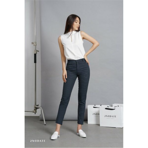 Quần Slim-fit nữ hoạ tiết kẻ 2NDDATE TR009NS - Hình ảnh 4