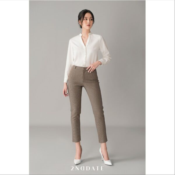 Quần Slim-fit nữ kẻ Houndstooth 2NDDATE TR009H - Hình ảnh 2