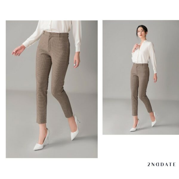 Quần Slim-fit nữ kẻ Houndstooth 2NDDATE TR009H - Hình ảnh 4