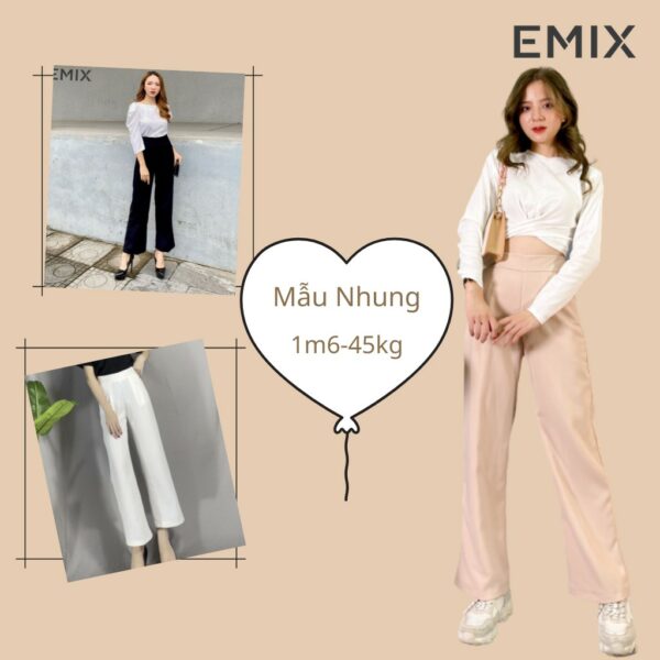 Quần tây nữ đi học ống sớ công sở EMIX (3 màu), dáng dài 100m, khóa sườn, cạp cao dài 100cm, vải tuyết mưa mềm mịn Q02 - Hình ảnh 2