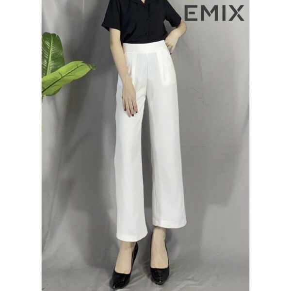 Quần tây nữ đi học ống sớ công sở EMIX (3 màu), dáng dài 100m, khóa sườn, cạp cao dài 100cm, vải tuyết mưa mềm mịn Q02 - Hình ảnh 5