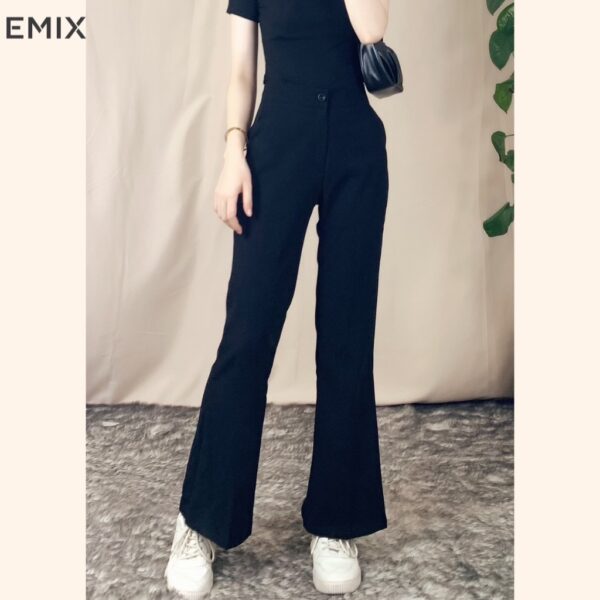 Quần tây nữ ống loe công sở cơ bản EMIX (3 màu), dáng dài 92cm, cạp cao, vải tuyết mưa mềm mịn, co giãn nhẹ Q2022 - Ảnh 3