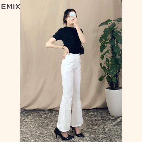 Quần tây nữ ống loe công sở cơ bản EMIX (3 màu), dáng dài 92cm, cạp cao, vải tuyết mưa mềm mịn, co giãn nhẹ Q2022 - Ảnh 4