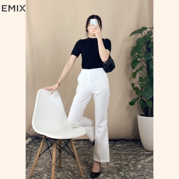 Quần tây nữ ống loe công sở cơ bản EMIX (3 màu), dáng dài 92cm, cạp cao, vải tuyết mưa mềm mịn, co giãn nhẹ Q2022 - Ảnh 5