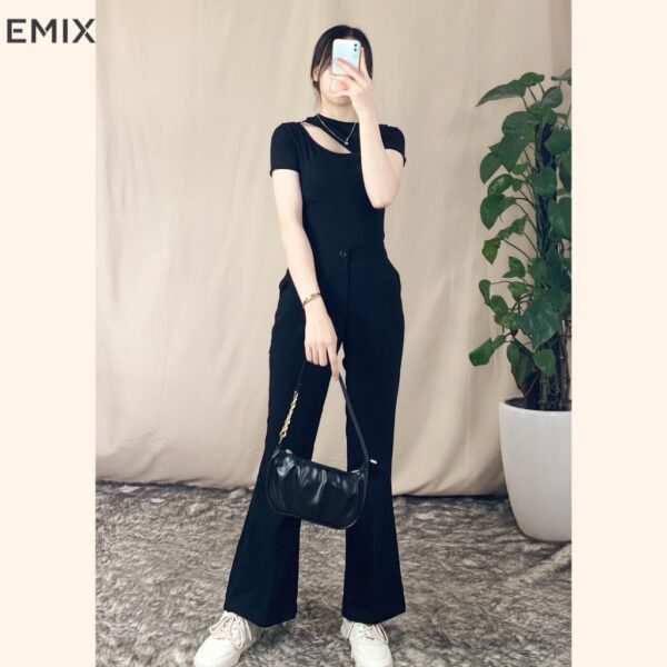 Quần tây nữ ống loe công sở cơ bản EMIX (3 màu), dáng dài 92cm, cạp cao, vải tuyết mưa mềm mịn, co giãn nhẹ Q2022 - Ảnh 7