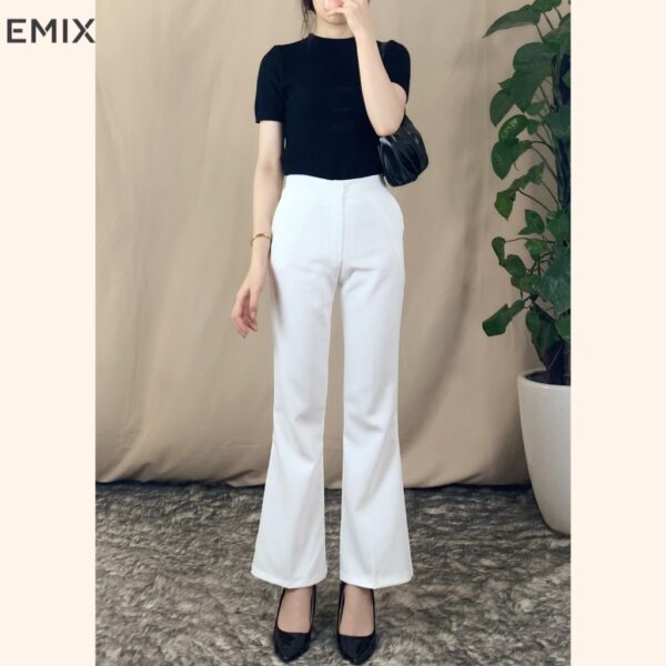 Quần tây nữ ống loe công sở cơ bản EMIX (3 màu), dáng dài 92cm, cạp cao, vải tuyết mưa mềm mịn, co giãn nhẹ Q2022 - Ảnh 8