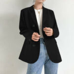 Queean Áo Blazer Công Sở Nữ Phong Cách Hàn Quốc Áo Choàng Áo Khoác Dài Tay Áo Khoác Cardigan