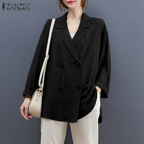 Queean Áo Blazer Công Sở OL Phong Cách Hàn Quốc Cho Nữ Áo Khoác Trơn Dài Tay Áo Khoác Cardigan