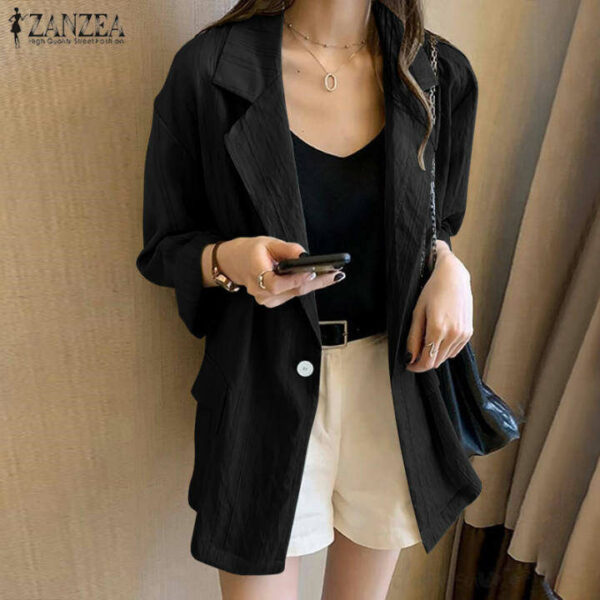 Queean Áo Choàng Dáng Rộng Công Sở OL Mùa Hè Phong Cách Hàn Quốc Cho Nữ Áo Khoác Cardigan Áo Khoác Ngoài Áo Blazer