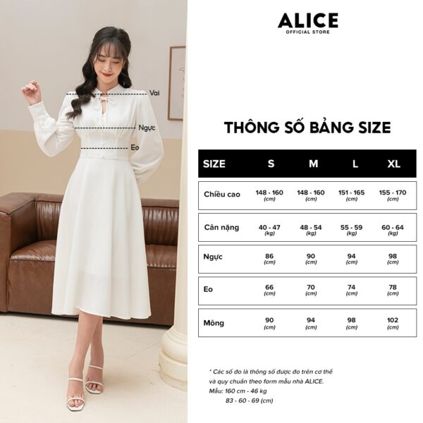 Set Chân Váy Phối Áo Sơ Mi ALICE, Thiết Kế Dài Tay Tôn Dáng Phối Nơ Cổ Sang Chảnh Cho Mùa Thu V722 - Hình ảnh 8