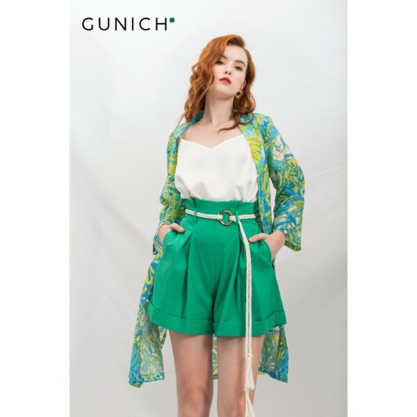 Short xếp ly ống rộng xanh lá cây Gunich - Hình ảnh 2