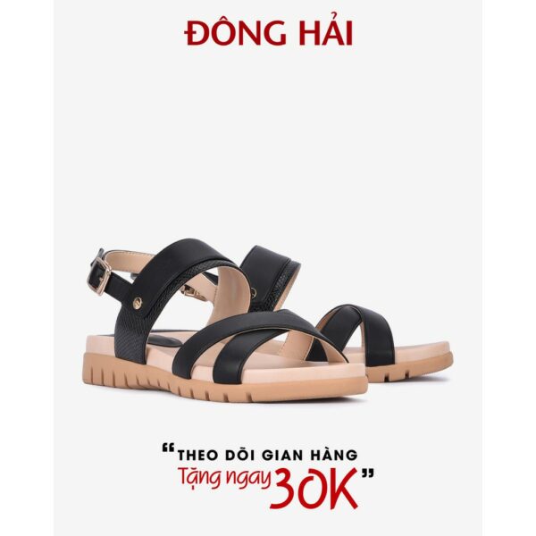 "TẶNG NGAY 30K khi theo dõi gian hàng "Giày Sandal đế bằng nữ Đông Hải quai ngang đế cao su 3cm - S85L7 - Hình ảnh 3