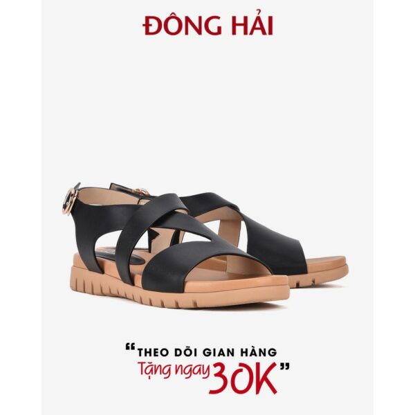 "TẶNG NGAY 30K khi theo dõi gian hàng "Giày sandal nữ Đông Hải quai ngang ôm chân đế cao su 3cm chống trượt- S85M3 - Hình ảnh 2