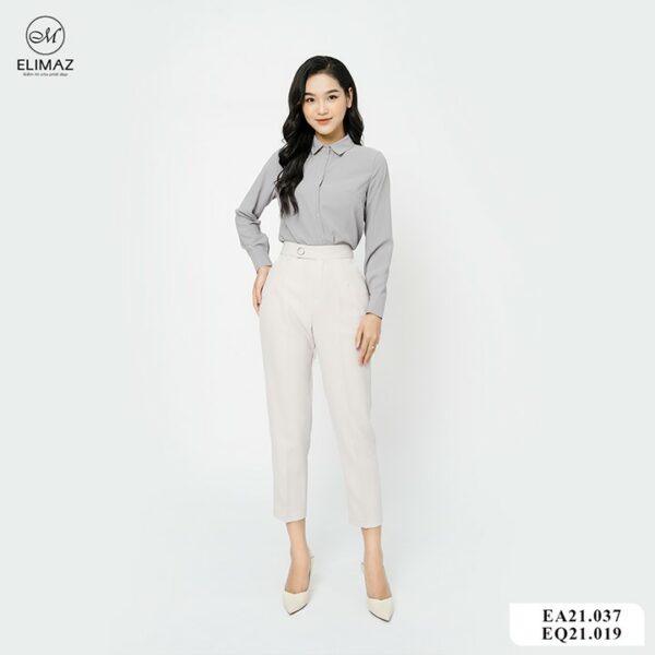 [Thiết kế mới 2021] Áo Sơ Mi Nữ Công Sở Basic Dáng Cơ Bản, Chất Liệu Lụa Mềm Mịn Thoáng Mát Elimaz EA21.037 - Ảnh 3