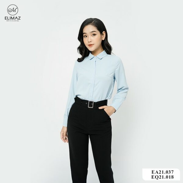 [Thiết kế mới 2021] Áo Sơ Mi Nữ Công Sở Basic Dáng Cơ Bản, Chất Liệu Lụa Mềm Mịn Thoáng Mát Elimaz EA21.037 - Ảnh 5