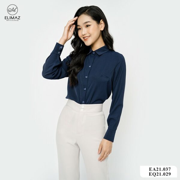 [Thiết kế mới 2021] Áo Sơ Mi Nữ Công Sở Basic Dáng Cơ Bản, Chất Liệu Lụa Mềm Mịn Thoáng Mát Elimaz EA21.037 - Ảnh 6