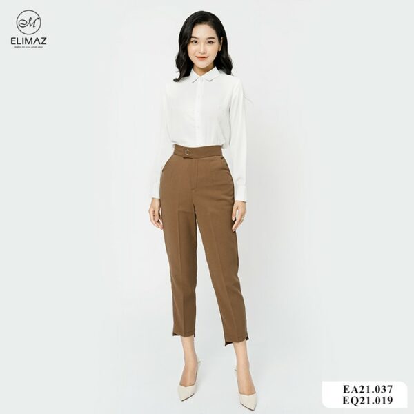 [Thiết kế mới 2021] Áo Sơ Mi Nữ Công Sở Basic Dáng Cơ Bản, Chất Liệu Lụa Mềm Mịn Thoáng Mát Elimaz EA21.037 - Ảnh 8
