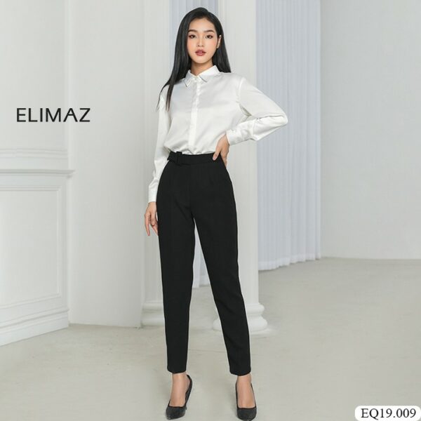 [Thiết kế mới 2021] Quần Tây Âu Nữ Công Sở Lưng Cao Elimaz, Có Đai Eo Đính Khóa Vuông Ống Đứng EQ19.009 - Ảnh 6