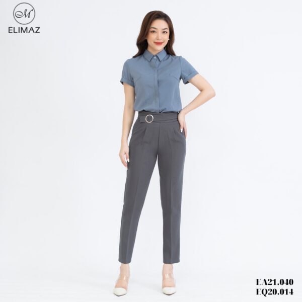 [Thiết kế mới 2021] Quần tây âu nữ công sở lưng cao Elimaz, trang trí đai tròn dáng baggy nhẹ, khóa kéo sườn EQ20.014 - Ảnh 6