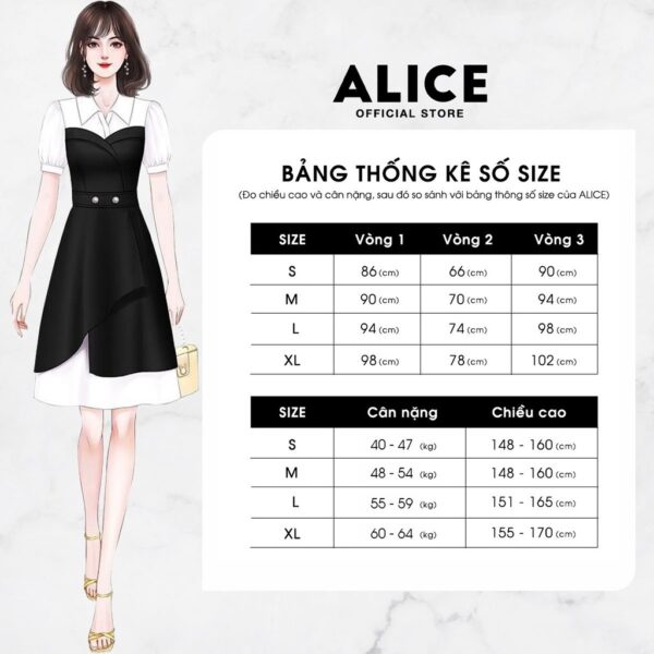 Váy Công Sở Kẻ Dài Tay Dáng Suông ALICE V716, Váy Thiết Kế Bo Cổ Tay Sang Chảnh Cho Mùa Thu Đông - Hình ảnh 6