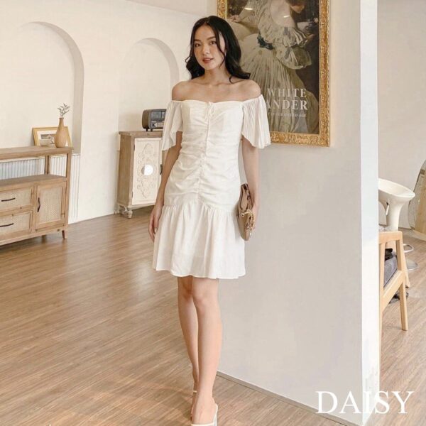 Váy Đầm nhún ngực đuôi cá xếp ly Daisy Màu pastel nhã nhặn basic TKV2817 - Hình ảnh 7