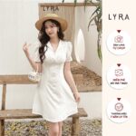 Váy LyLy Dress design by LYRA, dáng xòe cổ vest thanh lịch, nữ tính, nhẹ nhàng-LWTVD361