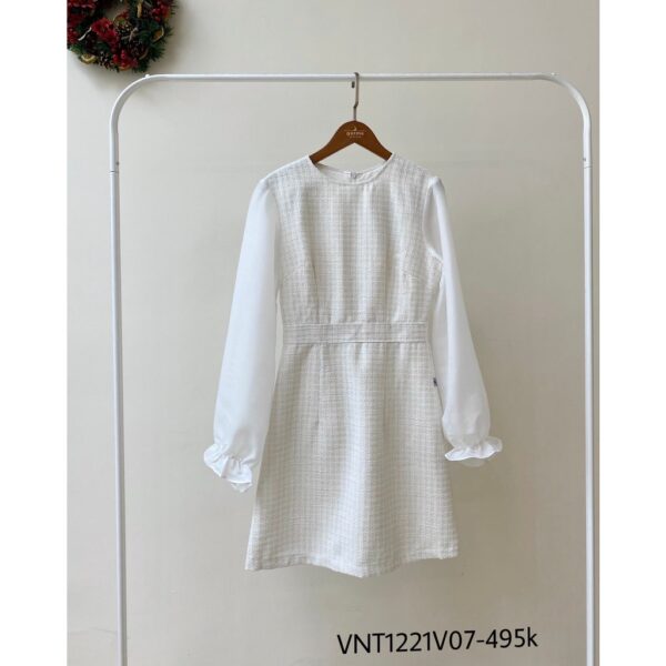Váy nữ cổ tròn phối tay voan dài hàng thiết kế vnt1221v07 by germe - Hình ảnh 6