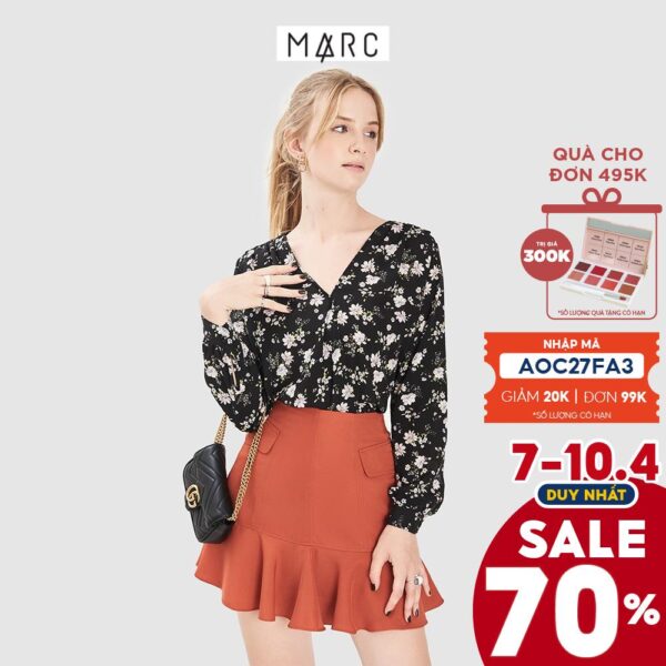 Váy nữ MARC FASHION mini hạ eo bèo nhấn nắp túi