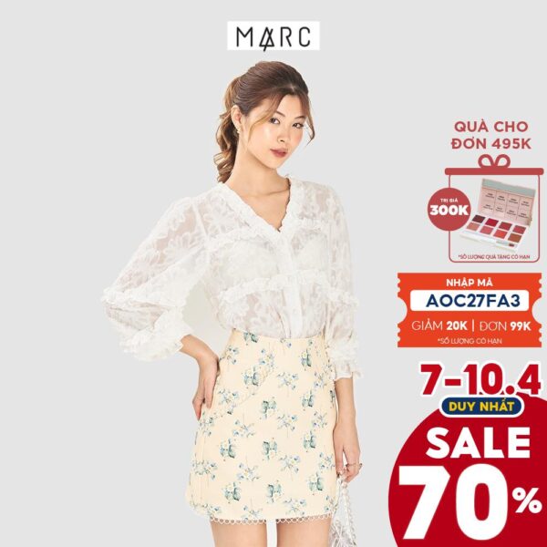 Váy nữ MARC FASHION mini viền ren họa tiết hoa