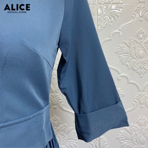 Váy Thiết Kế Cổ Vest ALICE Tay Lửng Gấp Gấu Phối Xếp Ly Vạt Áo V531 - Hình ảnh 7