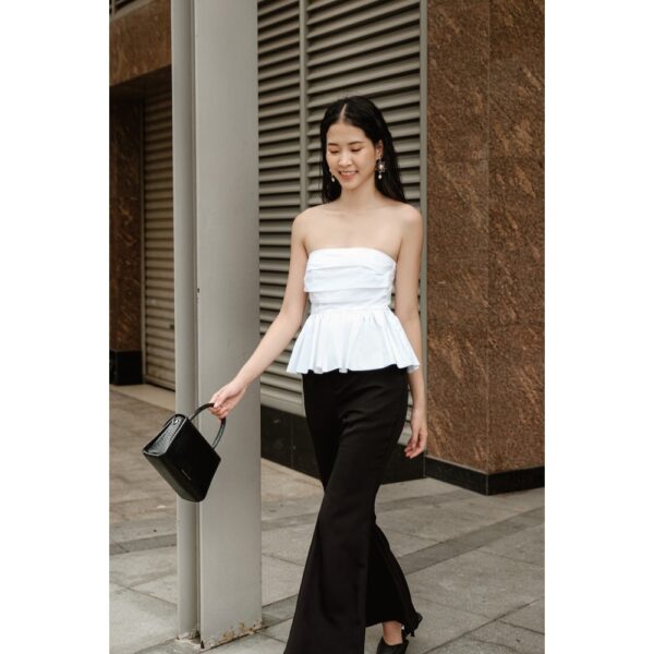 XIPI - Áo Trắng Ngực Xếp Lai Bồng - Ảnh 2