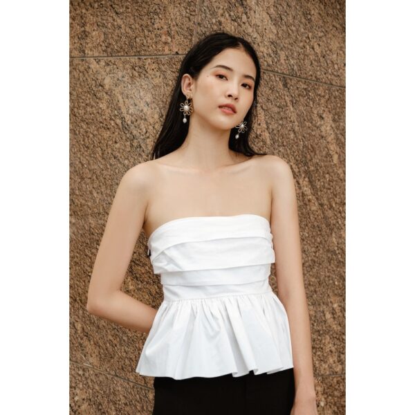 XIPI - Áo Trắng Ngực Xếp Lai Bồng - Ảnh 3